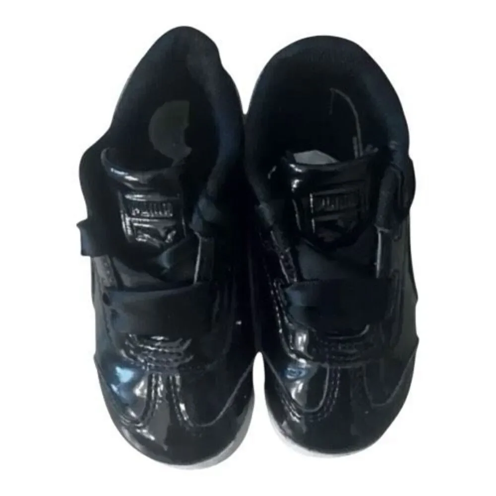 Puma Roma Toddler Shoes Size 8C Black Patent Leather Low Top Ribbon Girls